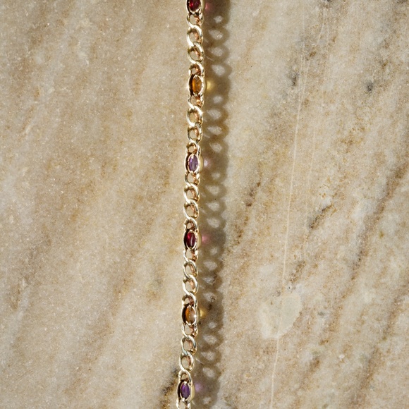 Rare Vintage Estate Fancy Woven 14K Oval Cabochon Gemstone Bracelet Unisex - Picture 2 of 6